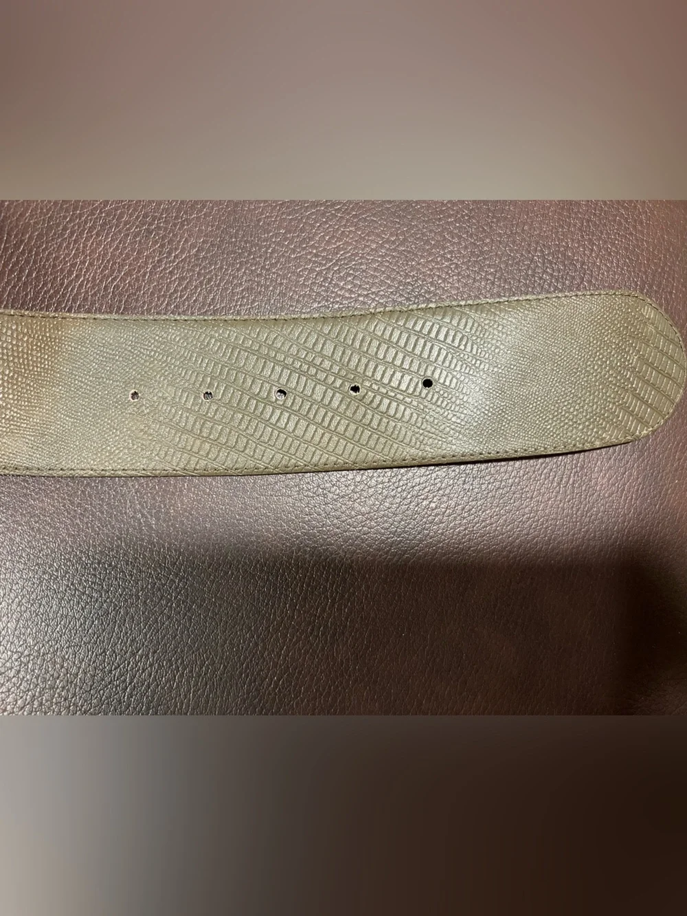 VTG Y2K Paul Harris Olive Lizard Embossed Belt Size M/L 2 In. Wide EUC